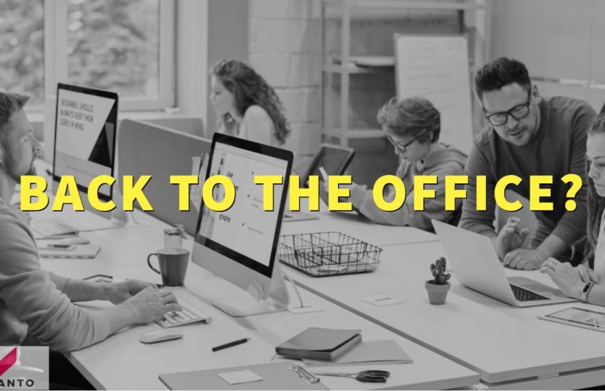 office with back to the office text