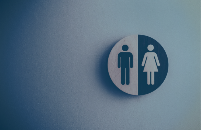 Toilet logo on pale blue background