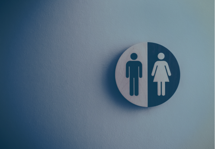 Toilet logo on pale blue background